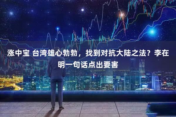 涨中宝 台湾雄心勃勃，找到对抗大陆之法？李在明一句话点出要害